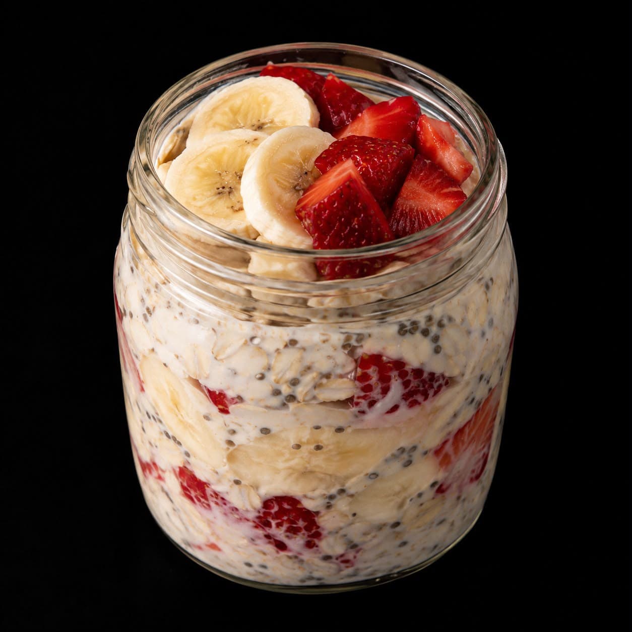 Overnight Oats de Leite com Frutas (5 min + geladeira)